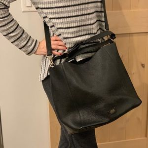 Frances Valentine large June black leather hobo